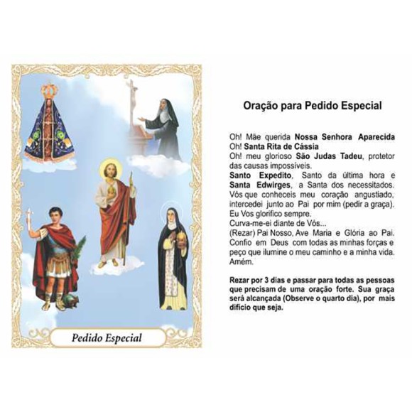 OG41814P100 - Oração Pedido Especial c/ 100un. - 9,5x6,5cm