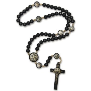 TE930205 - Terço São Bento Acrílico Preto - 48cm