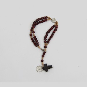 PU1542600 - Pulseira Terço São Bento Madeira - 22x1,3cm