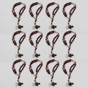 PU1542600P12 - Pulseira Terço São Bento Madeira c/ 12un. - 22x1,3cm