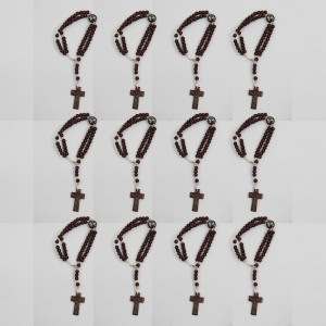 PU1541580P12 - Pulseira Terço São Jorge Madeira c/ 12un. - 22x1,8cm