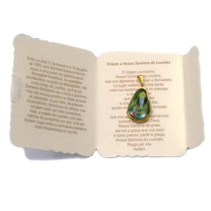 CM14007 - Cartão N. Sra. de Lourdes c/ Medalha - 7,5x6cm