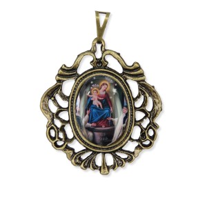 MD129222 - Medalha N. Sra. do Rosário Camafeu Ouro Velho - 5x4,2cm