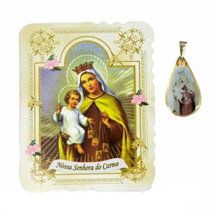 CM14010 - Cartão N. Sra. do Carmo c/ Medalha - 7,5x6cm