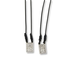 ES1350100 - Escapulário N. Sra. Do Carmo e Sagrado Coração de Jesus Níquel - 40x1,8cm