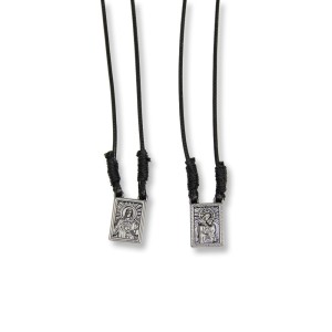 ES1350110 - Escapulário N. Sra. Do Carmo e Sagrado Coração de Jesus Gráfite - 40x1,8cm