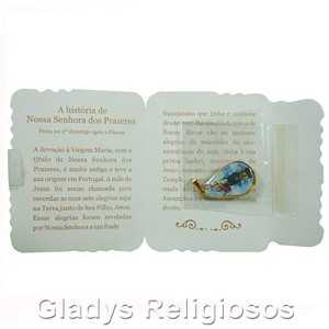 CM14012 - Cartão N. Sra. dos Prazeres c/ Medalha - 7,5x6cm