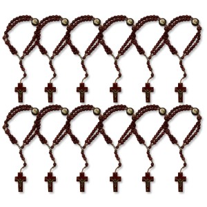 PU1541570P12 - Pulseira Terço São José  Madeira c/ 12un. - 22x1,8cm