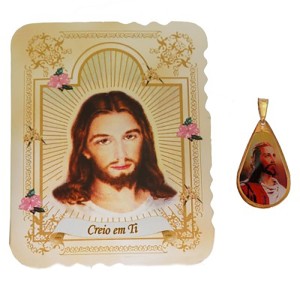 CM141401 - Cartão Creio em Ti c/ Medalha - 7,5x6cm