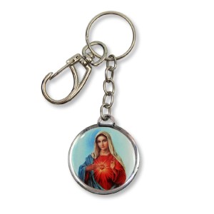 CH1090006 - Chaveiro Imaculado Coração de Maria Duplo Resinado - 12x3,5cm