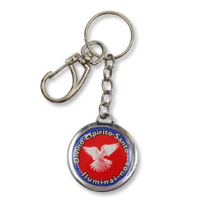 CH1090060 - Chaveiro Divino Espírito Santo Duplo Resinado - 12x3,5cm