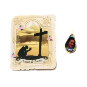 CM141404 - Cartão Oração do Jovem c/ Medalha - 7,5x6cm