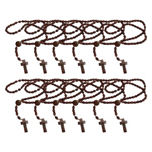 TE930006P12 - Terço São Bento Madeira c/ 12un. - 45cm