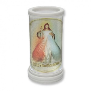 PV158142 - Porta Vela Vidro Jesus Misericordioso - 17x9,3cm