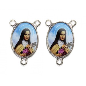 ET1683003 - Entremeio Santa Terezinha das Rosas Duplo Resinado - 3,6x2,6cm