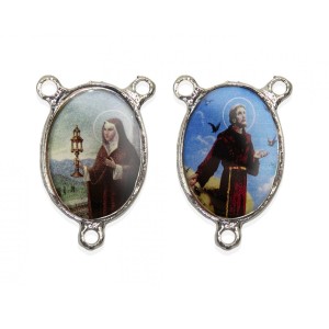 ET1683822 - Entremeio Santa Clara e São Francisco de Assis Duplo Resinado - 3,6x2,6cm