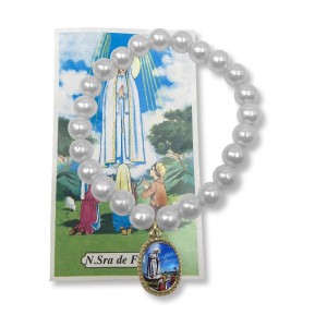 PU410400 - Pulseira N. Sra. de Fátima Pérola Branca - 11x2cm