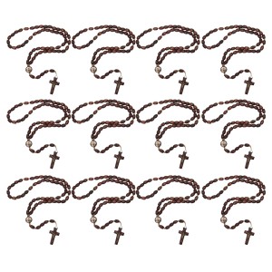 TE942404P12 - Terço São José Madeira c/ 12un. - 44cm