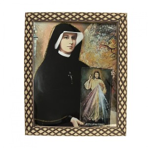QD91523 - Quadro Santa Faustina e Jesus Misericordioso - 23x28cm