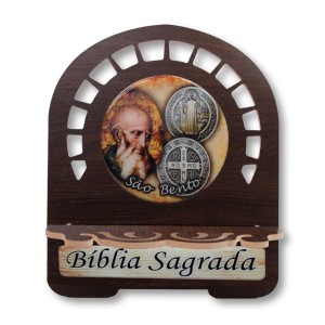 PB811502 - Porta Bíblia São Bento MDF Resinado - 26x21,5cm