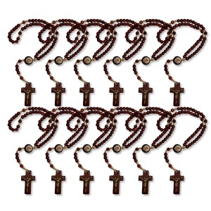 TE941014P12 - Terço N. Sra. do Carmo Madeira c/ 12un. - 24cm