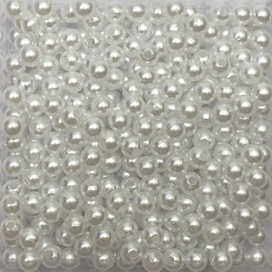 CTM1070005P50G - Contas Bolinhas Pérola Branca c/ 50 gramas - 5mm