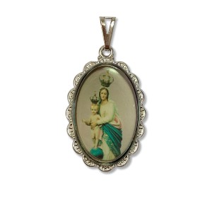 MD128095 - Medalha N. Sra. da Vitória Rendada Níquel - 4,1x2,6cm