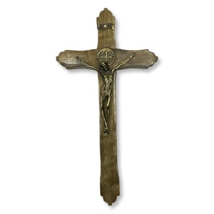 CW760140 - Crucifixo de Parede São Bento Madeira - 20x11cm (3256)