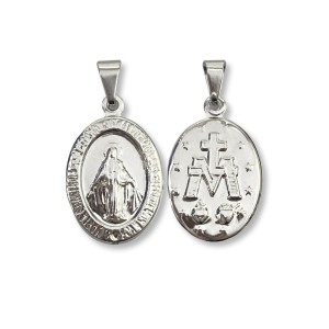 MD030152 - Medalha N. Sra. das Graças Aço Inox - 2,8x1,8cm