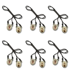 ES720301P6 - Escapulário N. Sra. do Carmo e Sagrado Coração de Jesus Infantil Madeira c/ 6un. - 60x1,4cm