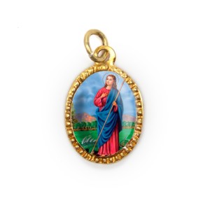 MD103105P10 - Medalha de Alumínio Oval Dourada c/ 10un. Santa Marta - 2X1,3cm