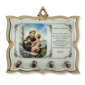 PC380658 - Porta Chaves Santo Antônio MDF Resinado - 15,5x14cm