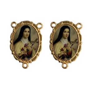 ET1953014 - Entremeio Santa Terezinha Das Rosas Dourado Duplo Resinado 1un. - 3,2X2,2cm
