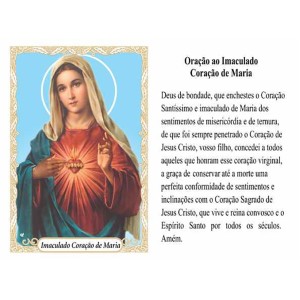ST16012 - Mini Santinha Imaculado Coração de Maria de Biscuit c/ Oração
