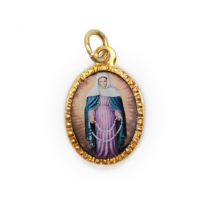 MD103034P10 - Medalha de Alumínio Oval Dourada c/ 10un. N. Sra. Das Lágrimas - 2x1,3cm