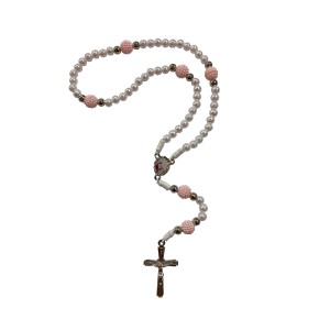 TE112061 - Terço Primeira Eucaristia Pérola Branca - 32cm