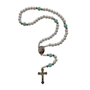 TE112072 - Terço Primeira Eucaristia Pérola Branca - 38cm