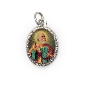 MD103830P10 - Medalha de Alumínio Oval Prata c/ 10un. São Pedro - 2x1,3cm