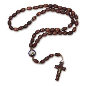 TE942428 - Terço São Padre Pio de Pietrelcina Madeira - 45cm