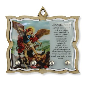 PC380683 - Porta Chaves São Miguel Arcanjo MDF Resinado - 15,5x14cm