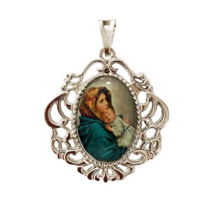 MD129037 - Medalha N. Sra. do Repouso Camafeu Níquel - 4,5x4cm