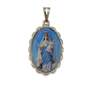 MD128040 - Medalha N. Sra. Do Livramento Rendada Níquel - 4,2x2,5cm