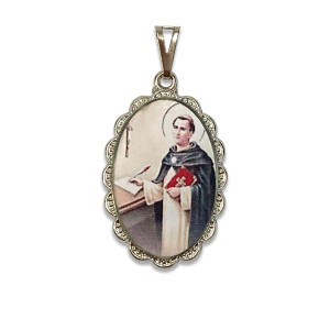 MD128460 - Medalha São Tomás Aquino Rendada Níquel - 4,2x2,5cm