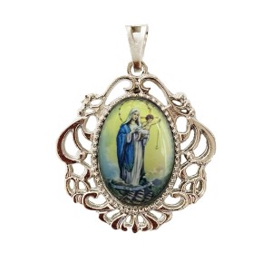 MD129043 - Medalha N. Sra. dos Navegantes Camafeu Níquel - 4,5x4cm