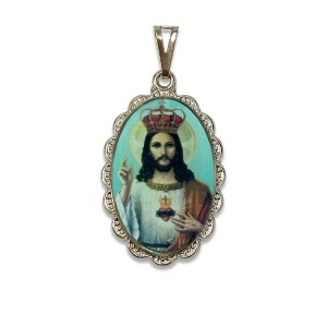 MD128485 - Medalha Cristo Rei Rendada Níquel - 4,3x2,7cm