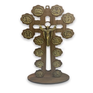 CU810452 - Crucifixo de Mesa Via Sacra Madeira - 29x15,5cm.