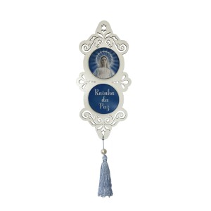 AO4102001 - Adorno N. Sra. Rainha da Paz MDF Branco Resinado - 32x10,2cm