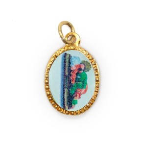 MD103291P10 - Medalha de Alumínio Oval  Dourada c/ 10un. São José Dormindo - 2X1,3cm