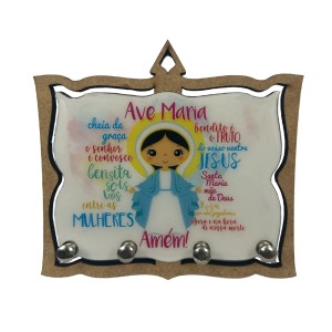 PC380595 - Porta Chaves Ave Maria MDF Resinado - 15x13,5cm