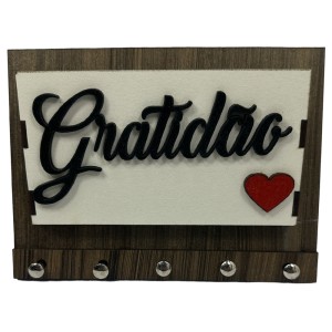 PC1981282 - Porta Chaves Gratidão - 19,5x14,5cm